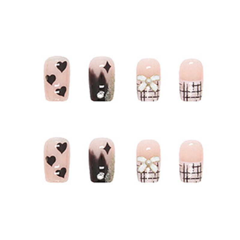 Decorative Nails, Winter Holiday Design, Gold Glitter and Black Accents, Christmas Theme, Press-On Nails