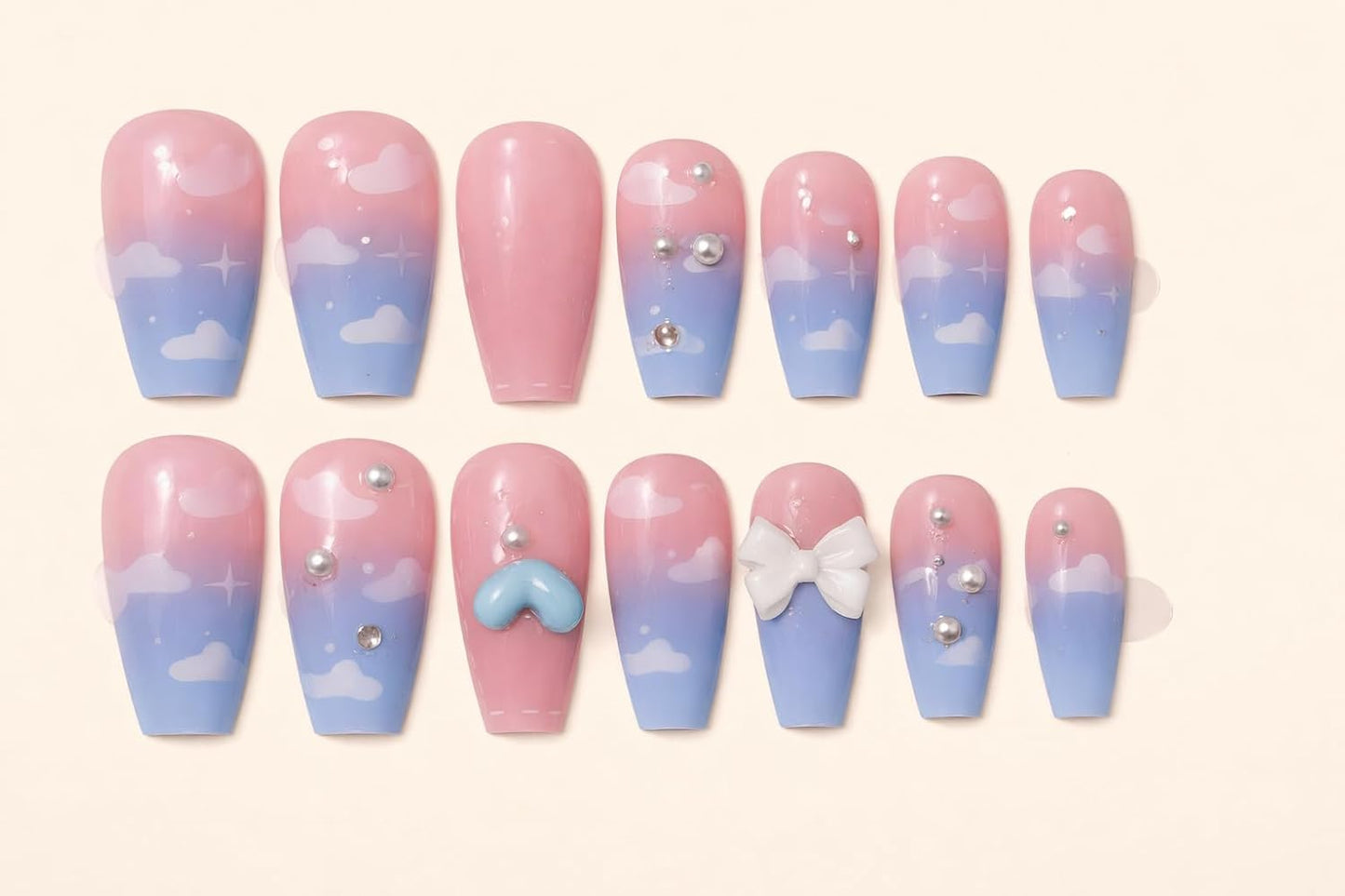 Coffin Shape Pink and Blue Bow Design