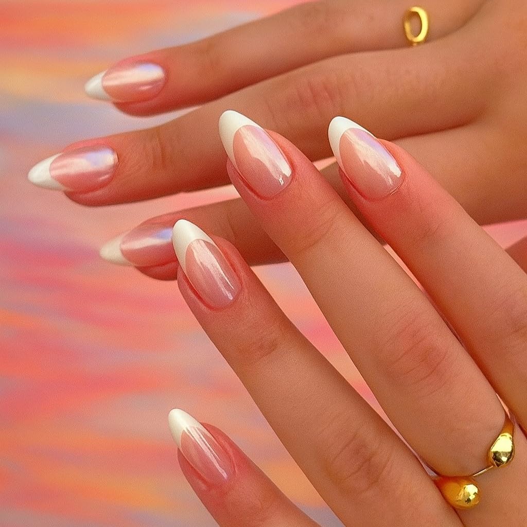 Pearl Chrome French Manicure Press-on Nails