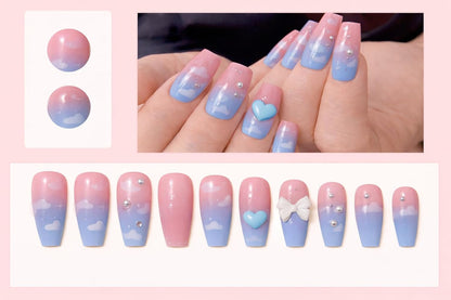 Coffin Shape Pink and Blue Bow Design