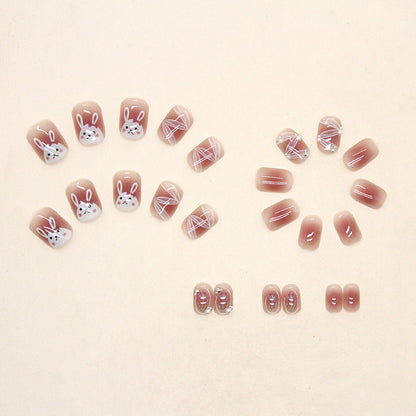 Oval Press-On Nail Set – Jelly Pink Heart & Floral Nails with Pearl Accents | Glossy Reusable False Nails (Set of 12)