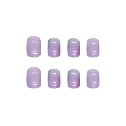 24-Piece Lavender Chrome Press-On Nails – Glossy Short Square False Nails with Aurora Accent | Reusable Stick-On Nail Set