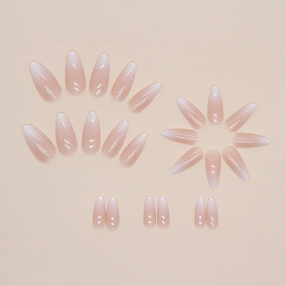Bare Elegance Natural Almond Press On Nails – 24 Piece Nude Ombre Glossy Set