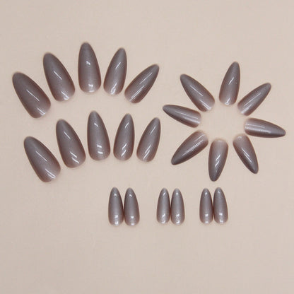 Silver Chrome Almond Press-On Nails – Mirror Metallic Glossy Nail Set (Set of 24)