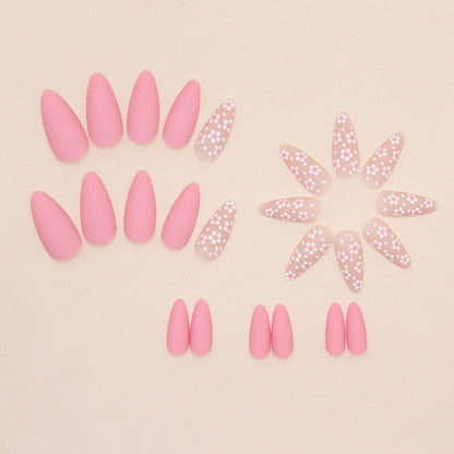 Blush Daisy Almond Press On Nails – 24 Piece Matte Pink Floral Set