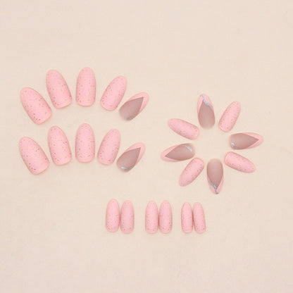 Peach Nude Almond Press-On Nails | 24-Piece Reusable Matte Glossy Fake Nails | Minimalist Korean Nail Art