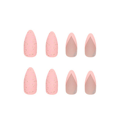 Peach Nude Almond Press-On Nails | 24-Piece Reusable Matte Glossy Fake Nails | Minimalist Korean Nail Art