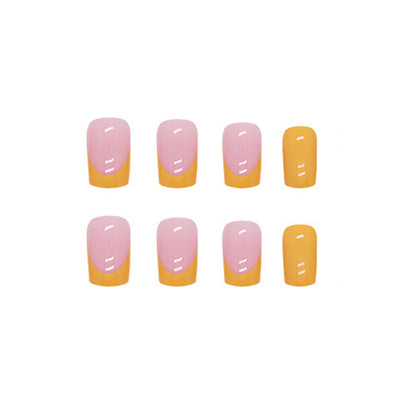 Sunset Bloom Square Press-On Nails – 24 Piece Glossy Floral Summer Set