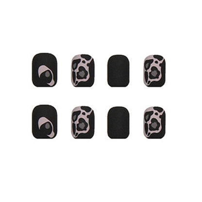 Matte Black Abstract Stone Pattern Press-On Nails – 24 Piece Luxury Nail Set